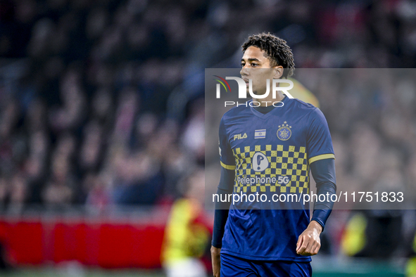 Maccabi Tel Aviv defender Tyrese Asante plays during the match between Ajax and Maccabi Tel Aviv at the Johan Cruijff ArenA for the UEFA Eur...