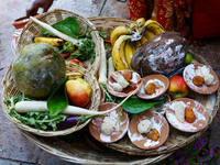 Hindu devotees perform rituals of the 'Chhath Puja' festival at the Shrine Galta Ji temple Kund in Jaipur, Rajasthan, India, on November 7,...