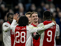 AFC Ajax Amsterdam midfielder Kenneth Taylor celebrates the 2-0 goal during the match between Ajax and Maccabi Tel Aviv at the Johan Cruijff...