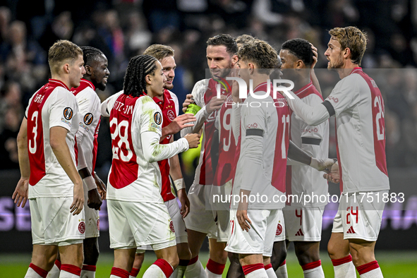 AFC Ajax Amsterdam midfielder Kenneth Taylor celebrates the 2-0 goal during the match between Ajax and Maccabi Tel Aviv at the Johan Cruijff...