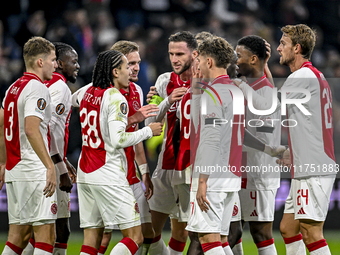 AFC Ajax Amsterdam midfielder Kenneth Taylor celebrates the 2-0 goal during the match between Ajax and Maccabi Tel Aviv at the Johan Cruijff...