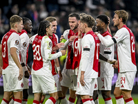 AFC Ajax Amsterdam midfielder Kenneth Taylor celebrates the 2-0 goal during the match between Ajax and Maccabi Tel Aviv at the Johan Cruijff...