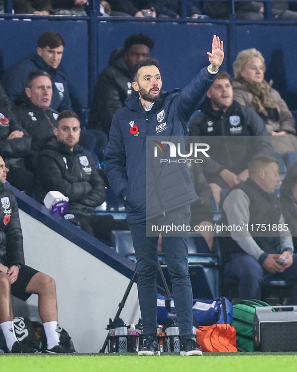 West Bromwich Albion manager, Carlos Corberan, is present during the Sky Bet Championship match between West Bromwich Albion and Burnley at...