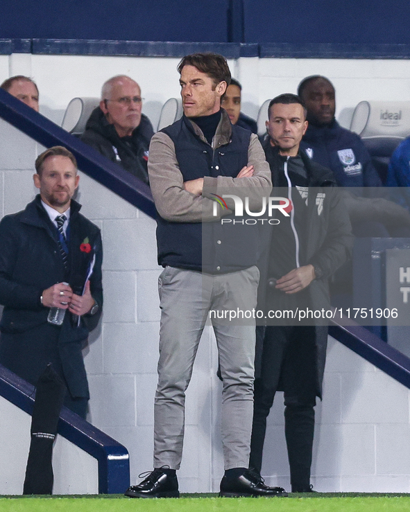 Scott Parker manages Burnley during the Sky Bet Championship match between West Bromwich Albion and Burnley at The Hawthorns in West Bromwic...