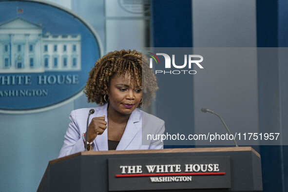 White House Press Briefing by Secretary Karine Jean-Pierre addresses the White House pool about the peaceful transfer of power between admin...