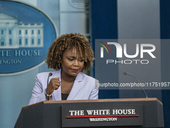 White House Press Briefing by Secretary Karine Jean-Pierre addresses the White House pool about the peaceful transfer of power between admin...