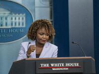 White House Press Briefing by Secretary Karine Jean-Pierre addresses the White House pool about the peaceful transfer of power between admin...