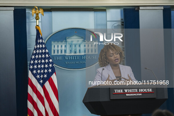 White House Press Briefing by Secretary Karine Jean-Pierre addresses the White House pool about the peaceful transfer of power between admin...