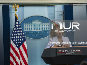 White House Press Briefing by Secretary Karine Jean-Pierre addresses the White House pool about the peaceful transfer of power between admin...