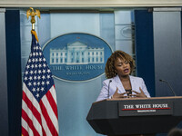 White House Press Briefing by Secretary Karine Jean-Pierre addresses the White House pool about the peaceful transfer of power between admin...