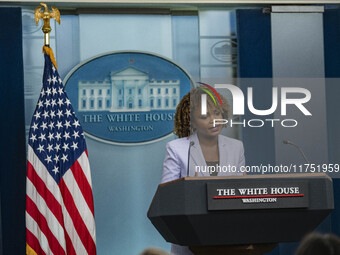 White House Press Briefing by Secretary Karine Jean-Pierre addresses the White House pool about the peaceful transfer of power between admin...