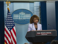 White House Press Briefing by Secretary Karine Jean-Pierre addresses the White House pool about the peaceful transfer of power between admin...