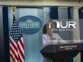 White House Press Briefing by Secretary Karine Jean-Pierre addresses the White House pool about the peaceful transfer of power between admin...