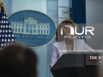 White House Press Briefing by Secretary Karine Jean-Pierre addresses the White House pool about the peaceful transfer of power between admin...