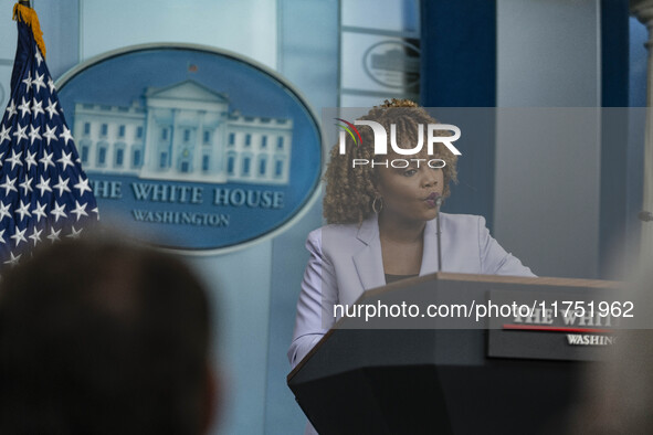 White House Press Briefing by Secretary Karine Jean-Pierre addresses the White House pool about the peaceful transfer of power between admin...