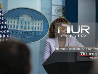 White House Press Briefing by Secretary Karine Jean-Pierre addresses the White House pool about the peaceful transfer of power between admin...