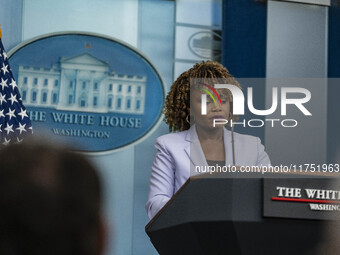 White House Press Briefing by Secretary Karine Jean-Pierre addresses the White House pool about the peaceful transfer of power between admin...