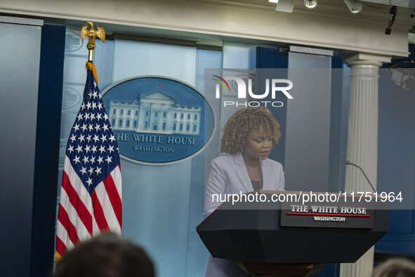 White House Press Briefing by Secretary Karine Jean-Pierre addresses the White House pool about the peaceful transfer of power between admin...