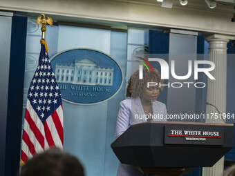 White House Press Briefing by Secretary Karine Jean-Pierre addresses the White House pool about the peaceful transfer of power between admin...