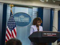 White House Press Briefing by Secretary Karine Jean-Pierre addresses the White House pool about the peaceful transfer of power between admin...