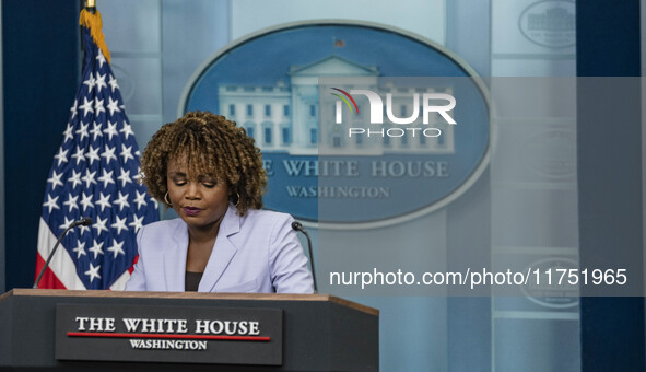 White House Press Briefing by Secretary Karine Jean-Pierre addresses the White House pool about the peaceful transfer of power between admin...