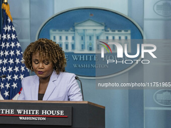 White House Press Briefing by Secretary Karine Jean-Pierre addresses the White House pool about the peaceful transfer of power between admin...