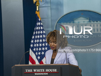 White House Press Briefing by Secretary Karine Jean-Pierre addresses the White House pool about the peaceful transfer of power between admin...