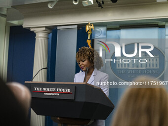 White House Press Briefing by Secretary Karine Jean-Pierre addresses the White House pool about the peaceful transfer of power between admin...