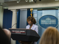 White House Press Briefing by Secretary Karine Jean-Pierre addresses the White House pool about the peaceful transfer of power between admin...