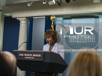 White House Press Briefing by Secretary Karine Jean-Pierre addresses the White House pool about the peaceful transfer of power between admin...