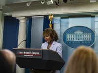 White House Press Briefing by Secretary Karine Jean-Pierre addresses the White House pool about the peaceful transfer of power between admin...