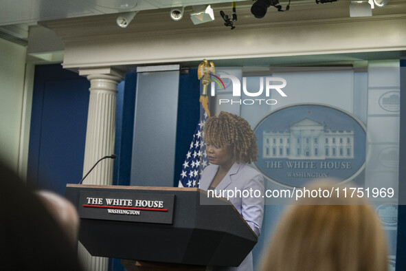 White House Press Briefing by Secretary Karine Jean-Pierre addresses the White House pool about the peaceful transfer of power between admin...