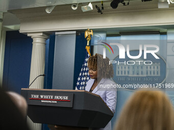 White House Press Briefing by Secretary Karine Jean-Pierre addresses the White House pool about the peaceful transfer of power between admin...