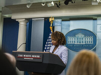 White House Press Briefing by Secretary Karine Jean-Pierre addresses the White House pool about the peaceful transfer of power between admin...