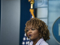 White House Press Briefing by Secretary Karine Jean-Pierre addresses the White House pool about the peaceful transfer of power between admin...