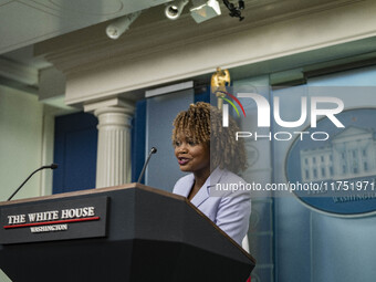 White House Press Briefing by Secretary Karine Jean-Pierre addresses the White House pool about the peaceful transfer of power between admin...