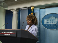 White House Press Briefing by Secretary Karine Jean-Pierre addresses the White House pool about the peaceful transfer of power between admin...