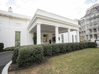 View of the west wing at the White House Press Briefing as Secretary Karine Jean-Pierre talks to the White House pool about the peaceful tra...