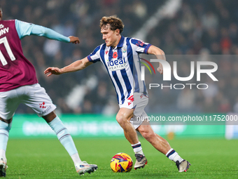 Callum Styles of WBA makes an attacking run during the Sky Bet Championship match between West Bromwich Albion and Burnley at The Hawthorns...