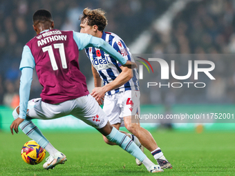 Callum Styles of WBA makes an attacking run during the Sky Bet Championship match between West Bromwich Albion and Burnley at The Hawthorns...