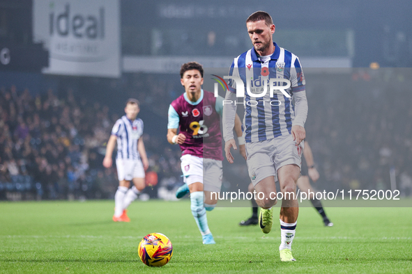 John Swift of WBA is in attacking action during the Sky Bet Championship match between West Bromwich Albion and Burnley at The Hawthorns in...