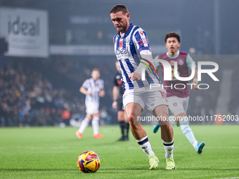 John Swift of WBA is in attacking action during the Sky Bet Championship match between West Bromwich Albion and Burnley at The Hawthorns in...