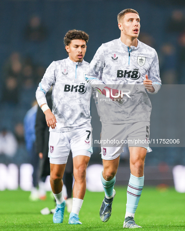 Maxime Esteve of Burnley warms up during the Sky Bet Championship match between West Bromwich Albion and Burnley at The Hawthorns in West Br...