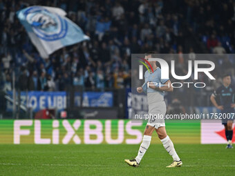 Alessio Romagnoli of S.S. Lazio celebrates after scoring the goal of 1-0 during the UEFA Europa League 2024/25 League Phase MD4 match betwee...