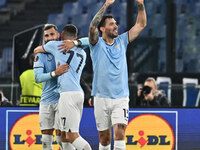 Alessio Romagnoli of S.S. Lazio celebrates after scoring the goal of 1-0 during the UEFA Europa League 2024/25 League Phase MD4 match betwee...