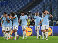 Alessio Romagnoli of S.S. Lazio celebrates after scoring the goal of 1-0 during the UEFA Europa League 2024/25 League Phase MD4 match betwee...