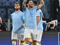 Alessio Romagnoli of S.S. Lazio celebrates after scoring the goal of 1-0 during the UEFA Europa League 2024/25 League Phase MD4 match betwee...