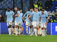 Alessio Romagnoli of S.S. Lazio celebrates after scoring the goal of 1-0 during the UEFA Europa League 2024/25 League Phase MD4 match betwee...