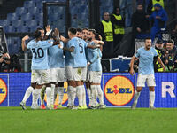 Alessio Romagnoli of S.S. Lazio celebrates after scoring the goal of 1-0 during the UEFA Europa League 2024/25 League Phase MD4 match betwee...