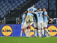 Alessio Romagnoli of S.S. Lazio celebrates after scoring the goal of 1-0 during the UEFA Europa League 2024/25 League Phase MD4 match betwee...